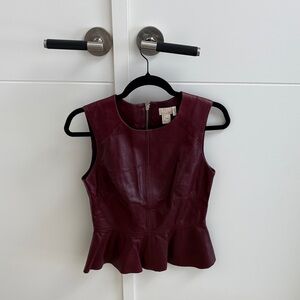 H&M Burgundy Peplum Sleeveless Blouse